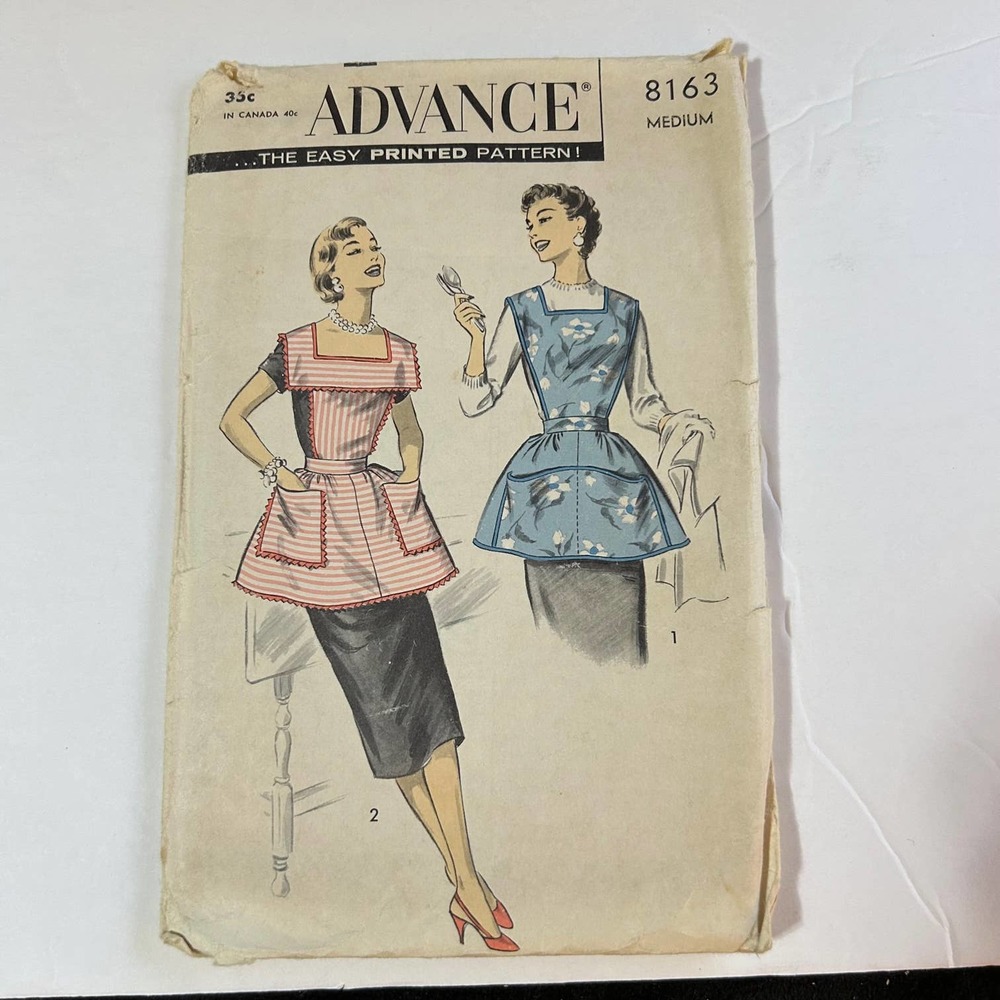 Advance Vintage 1950's Pattern‎ #8163 Bib Top Apron Size M